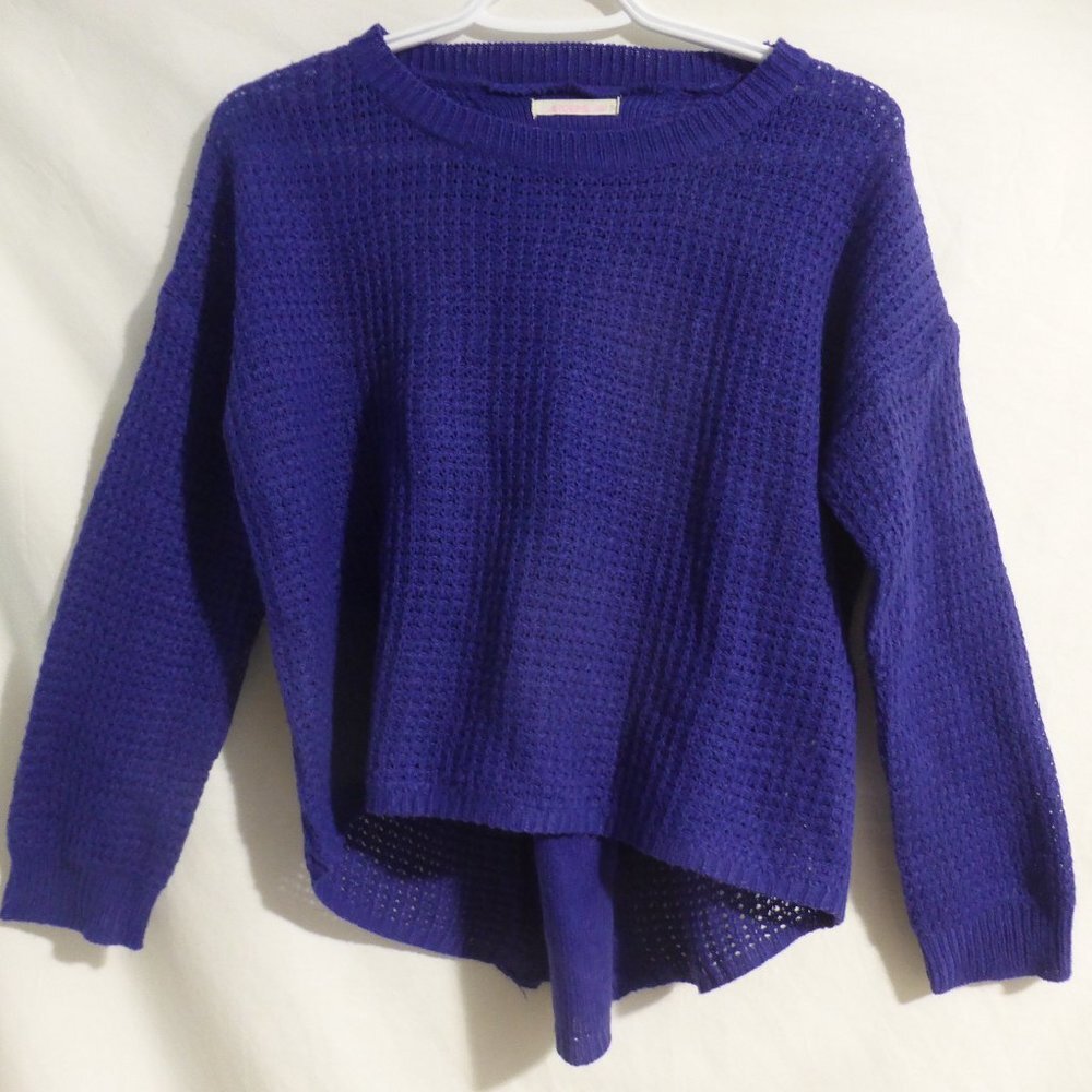 ARDENE, purple knit sweater with laced back design, size large, GUC